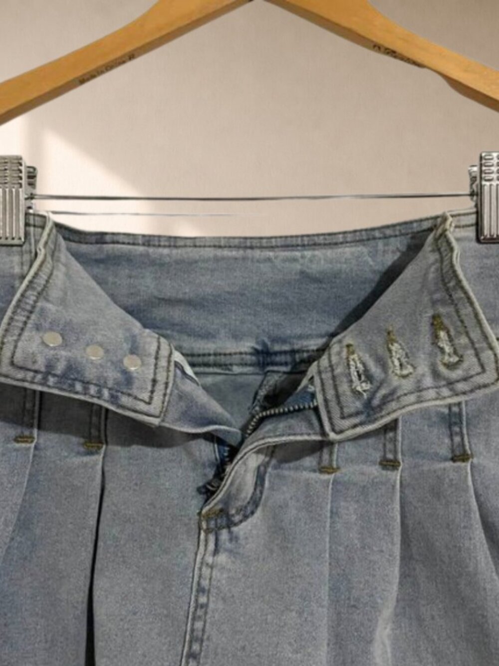 Shein High Waist Pleated Denim Skort Size 28 Y2K Mini Jean Skirt Shorts Festival - Picture 5 of 10